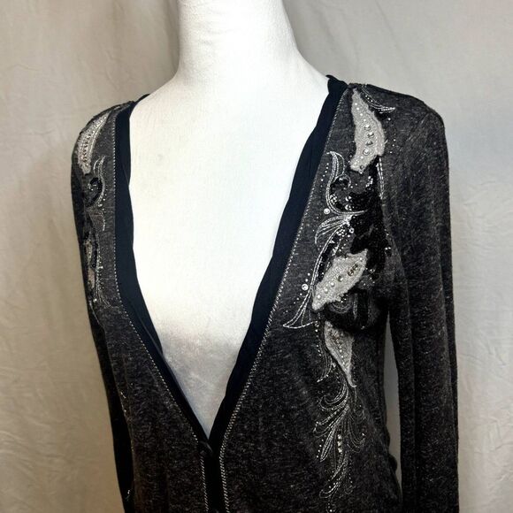 Miss Me Sequin Long Sleeve Button Up  Long Sleeve Cardigan Floral Women Comfy - Picture 3 of 9